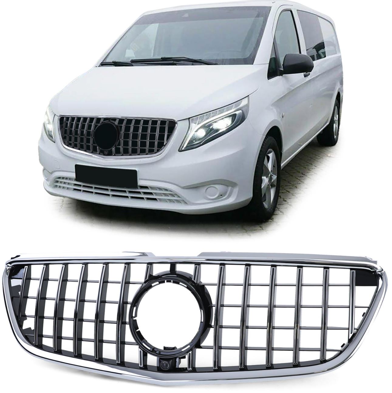 Športna maska Mercedes Vito W447 14- črna sijaj/krom