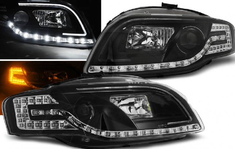 LightTube žarometi Audi A4 B7 LED črni V1