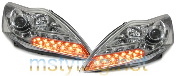 Žarometi Ford Focus 08-11 LED osvetlitev krom