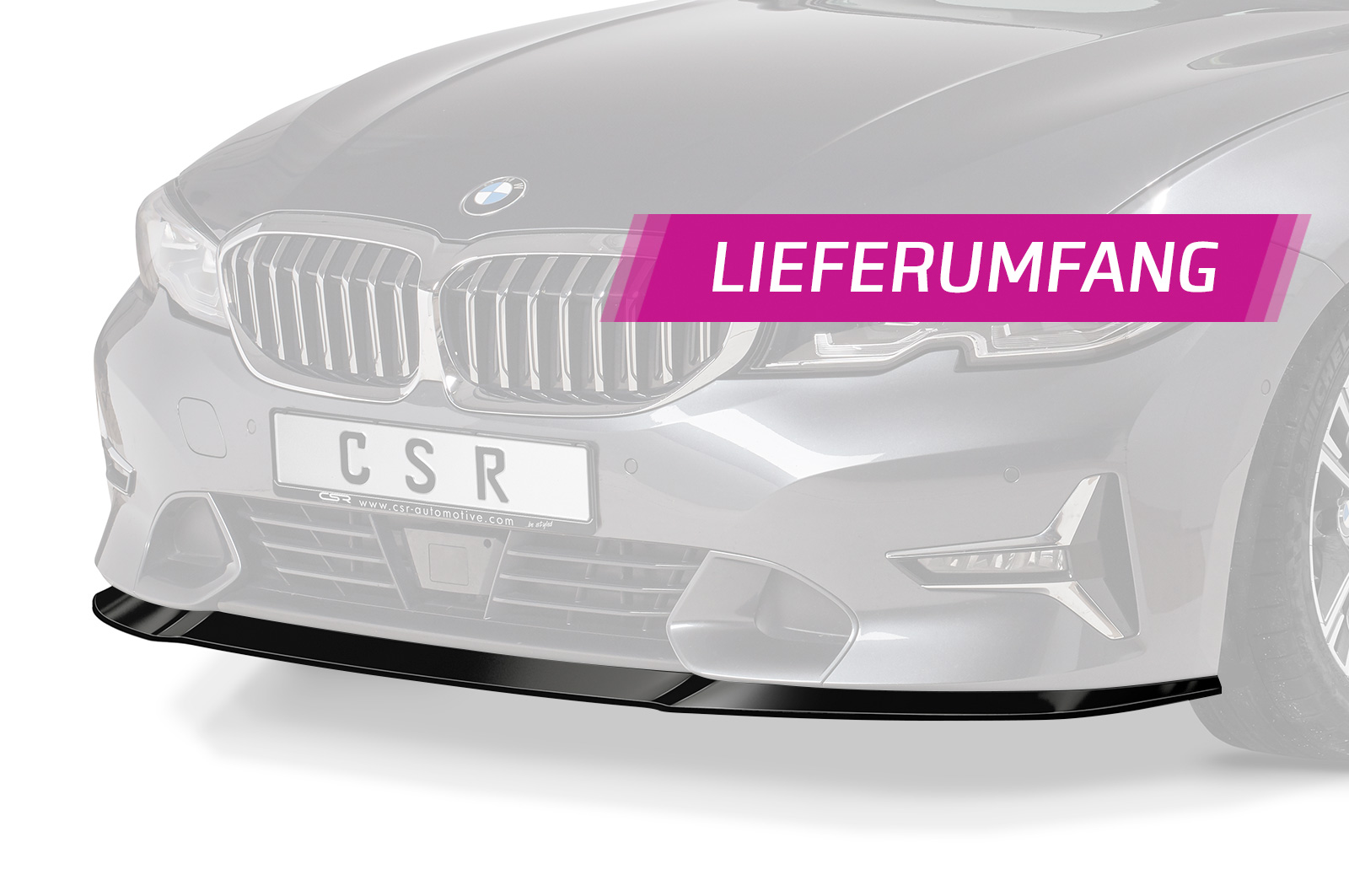 Cup spoiler lip with ABE for BMW 3 Series (G20/G21) Sedan and Touring CSL526 Črna sijaj - slika 5