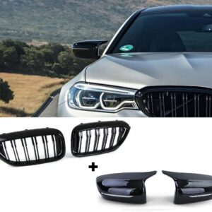*TOP* Športna maska + Pokrovi ogledal BMW 5 G30 G31 2017-20 M5 Izgled črne sijaj barve