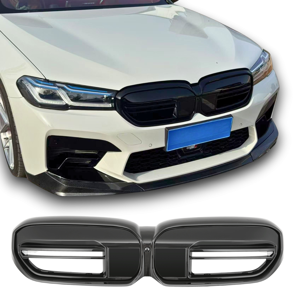 *TOP* Športna maska BMW 5 G30 G31 LCI 2020- ČRNA SIJAJ z ali brez kamere V2